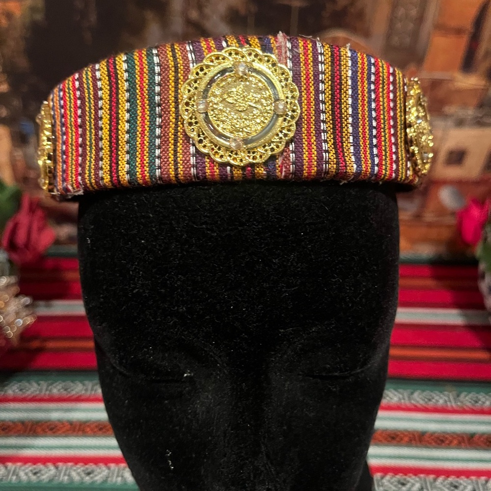 Colorful Striped Headband with Gold Accents